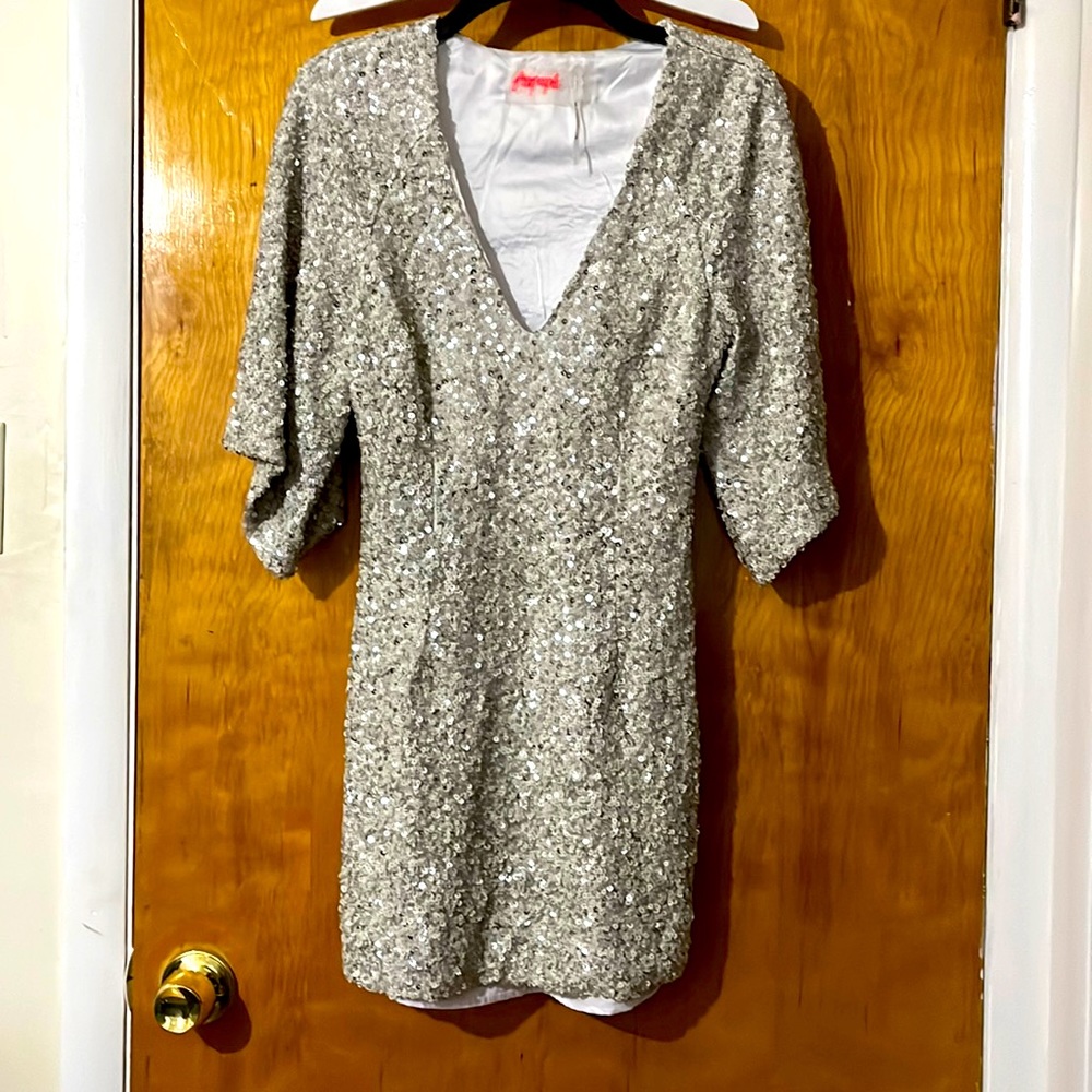 Free People silver/white sequin dress